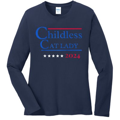 2024 Childless Cat Lady Raglan Ladies Long Sleeve Shirt