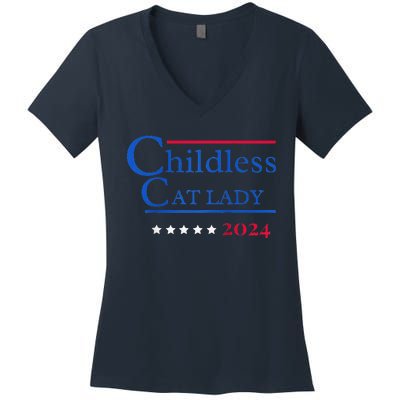 2024 Childless Cat Lady Raglan Women's V-Neck T-Shirt