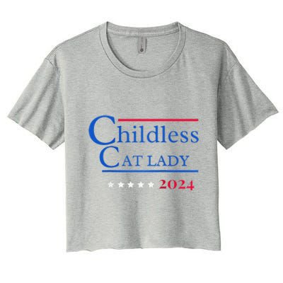 2024 Childless Cat Lady Raglan Women's Crop Top Tee