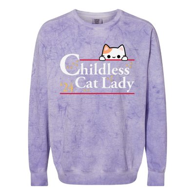 2024 Childless Cat Lady For President Colorblast Crewneck Sweatshirt