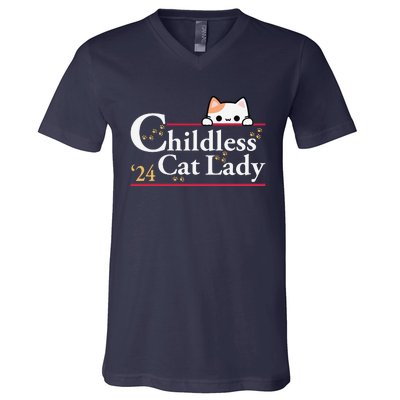 2024 Childless Cat Lady For President V-Neck T-Shirt