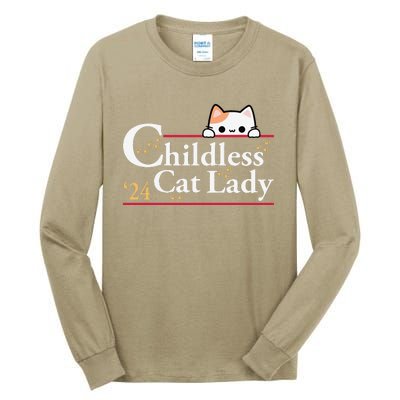 2024 Childless Cat Lady For President Tall Long Sleeve T-Shirt