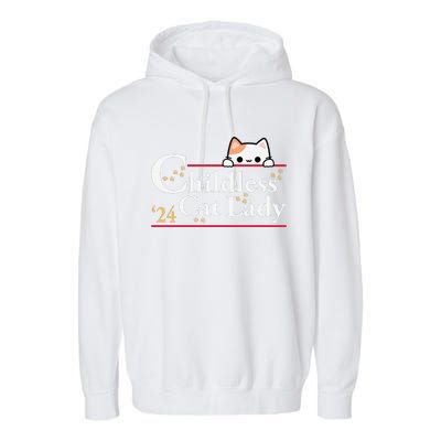 2024 Childless Cat Lady For President Garment-Dyed Fleece Hoodie