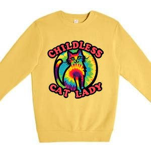 2024 Childless Cat Lady Design Ladies Is Voting Kamala Elect Premium Crewneck Sweatshirt