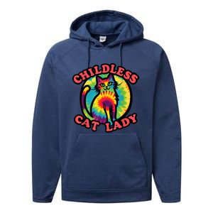 2024 Childless Cat Lady Design Ladies Is Voting Kamala Elect Performance Fleece Hoodie