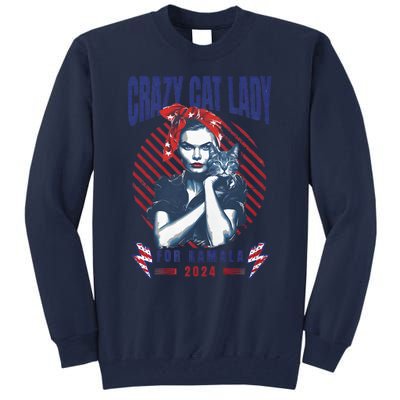 2024 Childless Cat Lady For President Crazy Cat Lady For Kamala 2024 Tall Sweatshirt