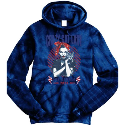 2024 Childless Cat Lady For President Crazy Cat Lady For Kamala 2024 Tie Dye Hoodie