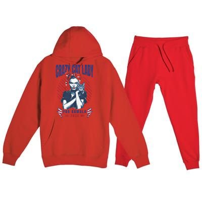 2024 Childless Cat Lady For President Crazy Cat Lady For Kamala 2024 Premium Hooded Sweatsuit Set