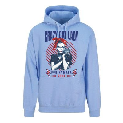 2024 Childless Cat Lady For President Crazy Cat Lady For Kamala 2024 Unisex Surf Hoodie