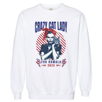 2024 Childless Cat Lady For President Crazy Cat Lady For Kamala 2024 Garment-Dyed Sweatshirt