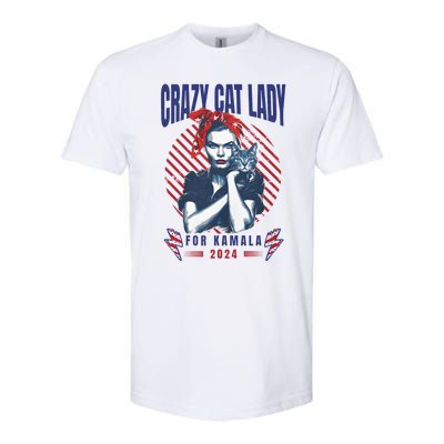 2024 Childless Cat Lady For President Crazy Cat Lady For Kamala 2024 Softstyle CVC T-Shirt