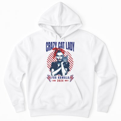 2024 Childless Cat Lady For President Crazy Cat Lady For Kamala 2024 Hoodie