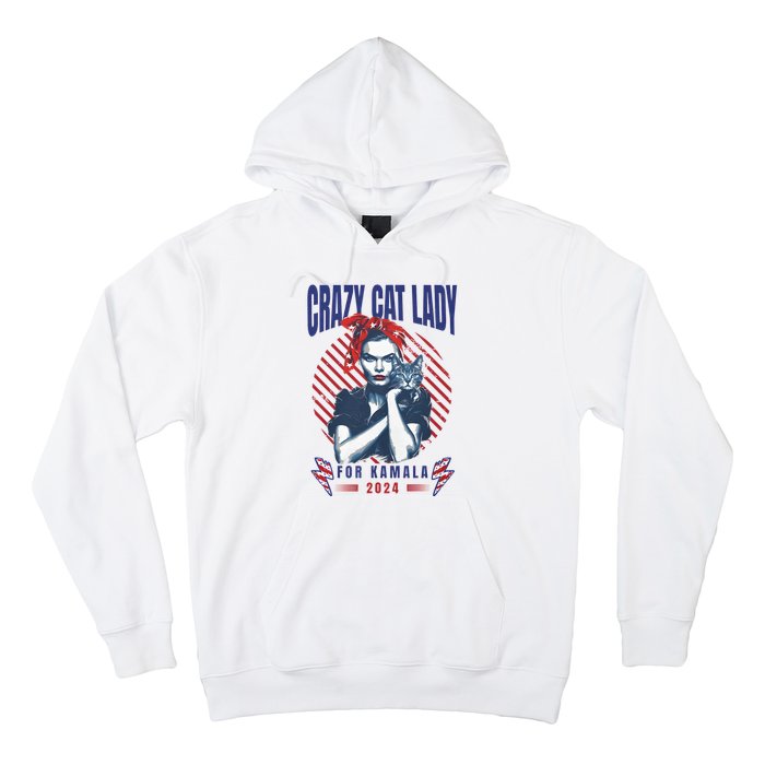 2024 Childless Cat Lady For President Crazy Cat Lady For Kamala 2024 Hoodie