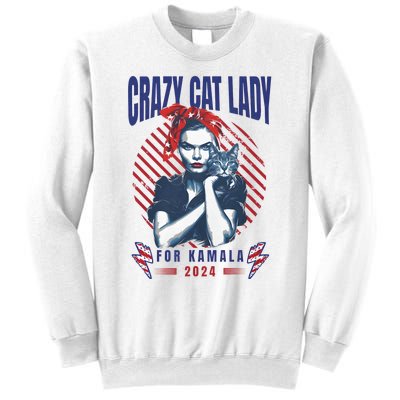 2024 Childless Cat Lady For President Crazy Cat Lady For Kamala 2024 Sweatshirt