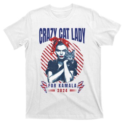 2024 Childless Cat Lady For President Crazy Cat Lady For Kamala 2024 T-Shirt