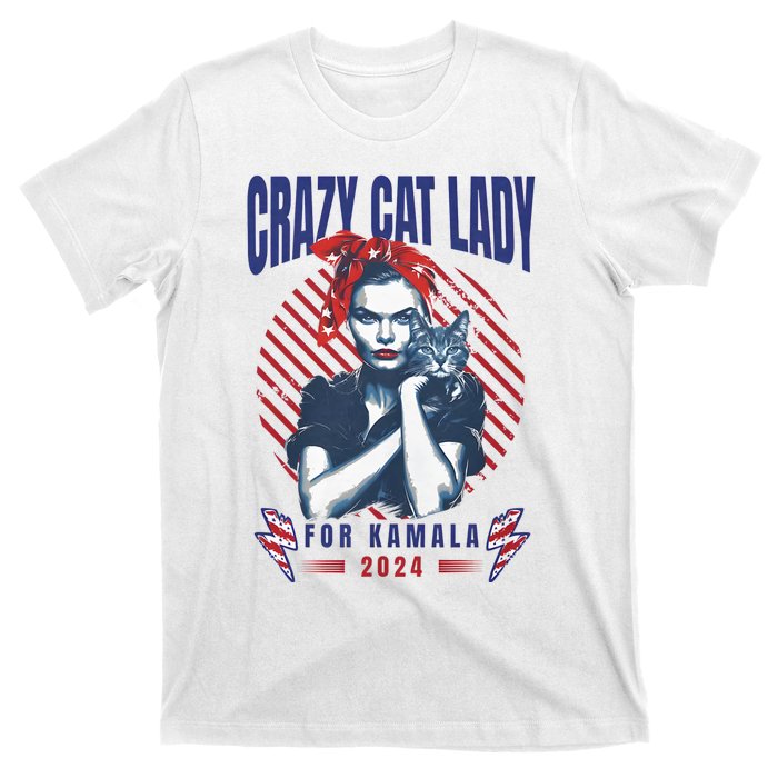 2024 Childless Cat Lady For President Crazy Cat Lady For Kamala 2024 T-Shirt