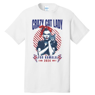 2024 Childless Cat Lady For President Crazy Cat Lady For Kamala 2024 Tall T-Shirt