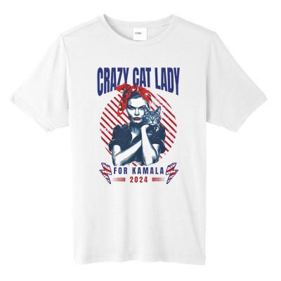 2024 Childless Cat Lady For President Crazy Cat Lady For Kamala 2024 Tall Fusion ChromaSoft Performance T-Shirt