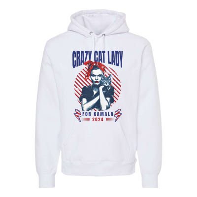 2024 Childless Cat Lady For President Crazy Cat Lady For Kamala 2024 Premium Hoodie