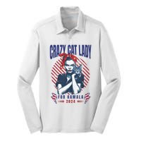 2024 Childless Cat Lady For President Crazy Cat Lady For Kamala 2024 Silk Touch Performance Long Sleeve Polo