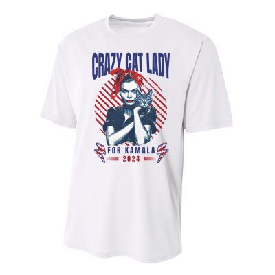 2024 Childless Cat Lady For President Crazy Cat Lady For Kamala 2024 Performance Sprint T-Shirt