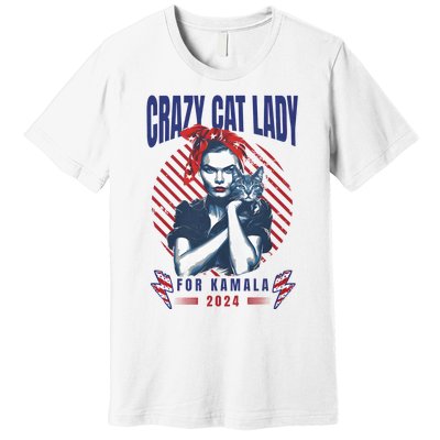 2024 Childless Cat Lady For President Crazy Cat Lady For Kamala 2024 Premium T-Shirt