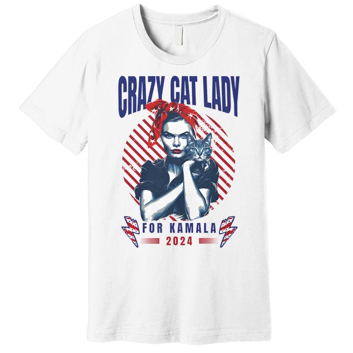 2024 Childless Cat Lady For President Crazy Cat Lady For Kamala 2024 Premium T-Shirt