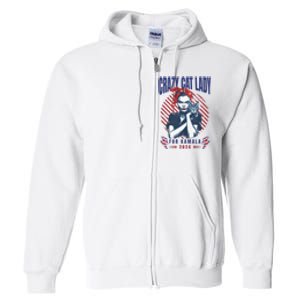 2024 Childless Cat Lady For President Crazy Cat Lady For Kamala 2024 Full Zip Hoodie