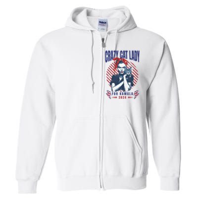 2024 Childless Cat Lady For President Crazy Cat Lady For Kamala 2024 Full Zip Hoodie