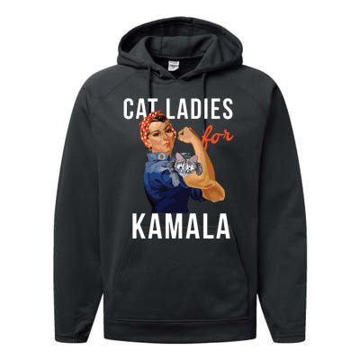 2024 Cat Ladies For Kamala Performance Fleece Hoodie