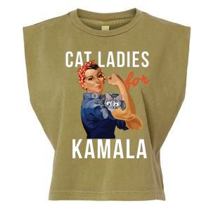 2024 Cat Ladies For Kamala Garment-Dyed Women's Muscle Tee