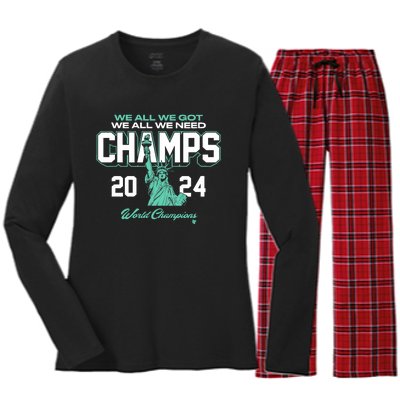 2024 Champs New York Basketball Women's Long Sleeve Flannel Pajama Set 