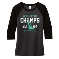 2024 Champs New York Basketball Women's Tri-Blend 3/4-Sleeve Raglan Shirt