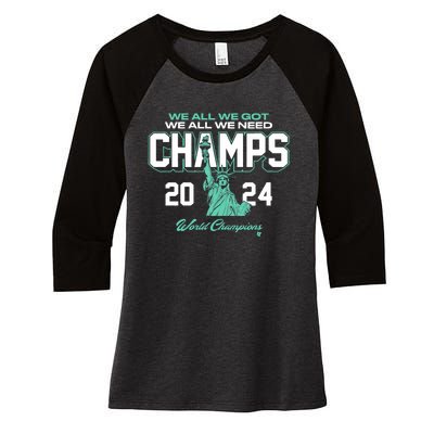 2024 Champs New York Basketball Women's Tri-Blend 3/4-Sleeve Raglan Shirt