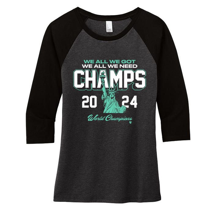 2024 Champs New York Basketball Women's Tri-Blend 3/4-Sleeve Raglan Shirt