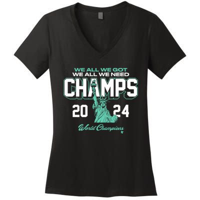 2024 Champs New York Basketball Women's V-Neck T-Shirt