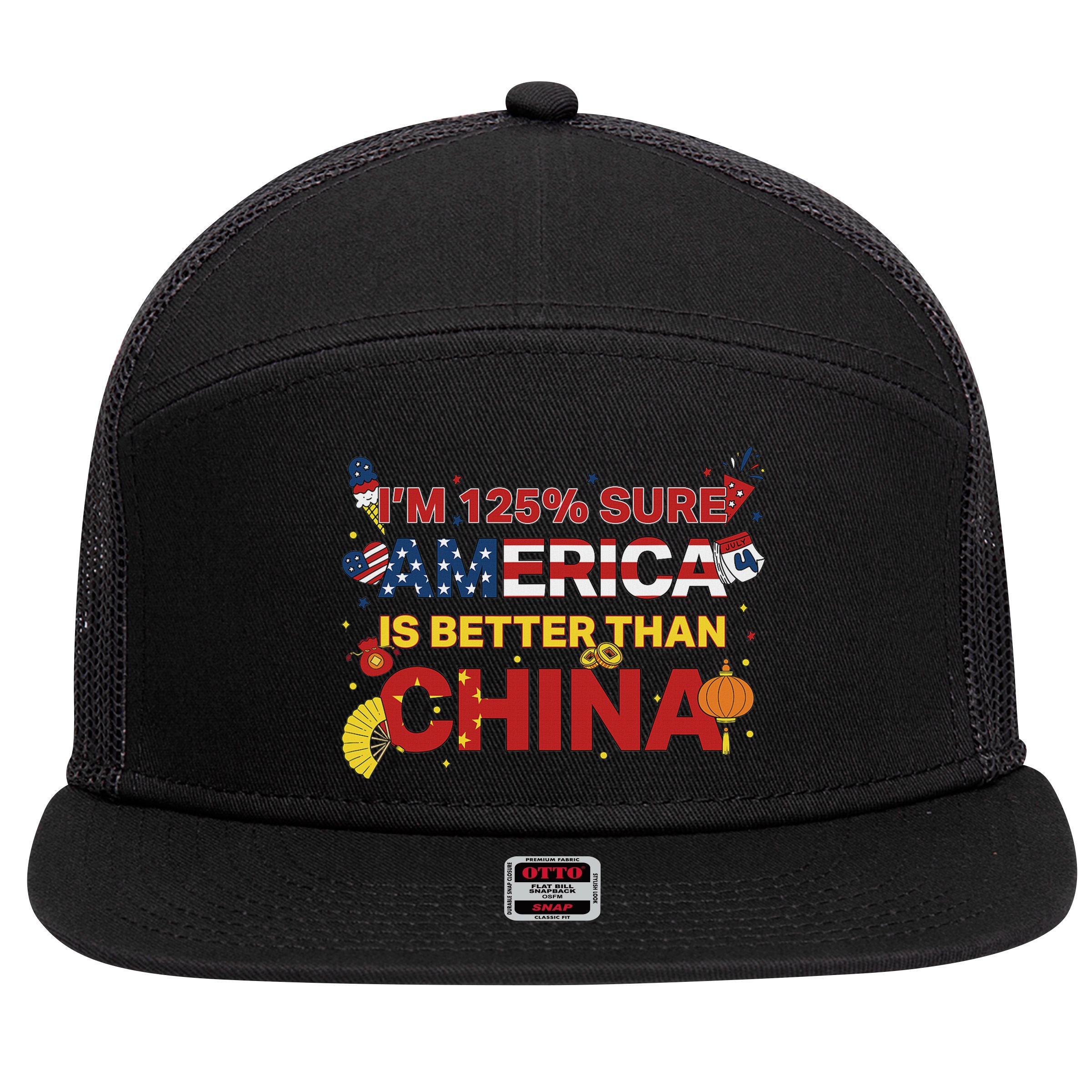 2025 China Tariff Anti Trump Protest Trump 7 Panel Mesh Trucker Snapback Hat