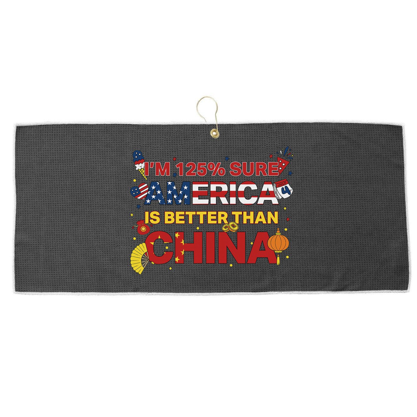 2025 China Tariff Anti Trump Protest Trump Large Microfiber Waffle Golf Towel