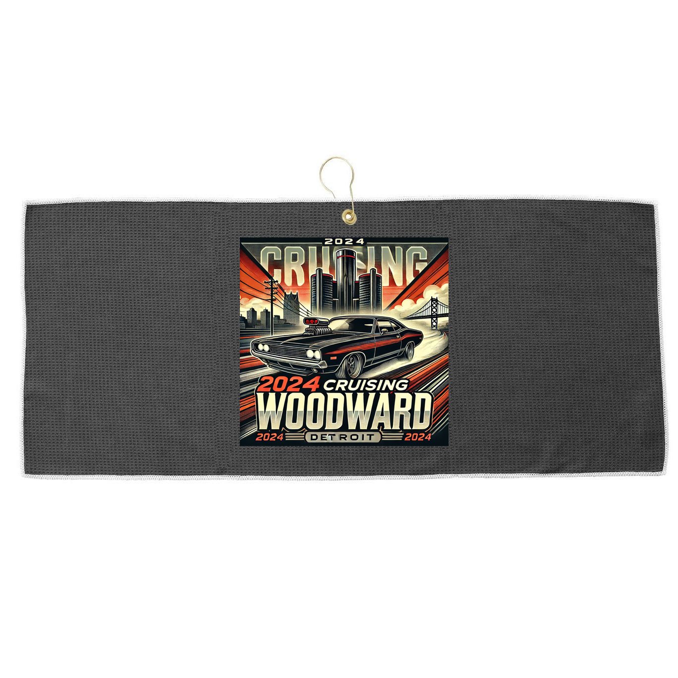 2024 Cruising Woodward Large Microfiber Waffle Golf Towel