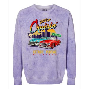 2024 Cruisin Woodward Ave Cruise Detroit To Pontiac Classic Cars Colorblast Crewneck Sweatshirt