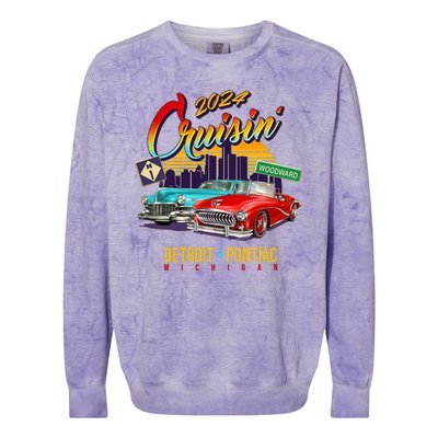 2024 Cruisin Woodward Ave Cruise Detroit To Pontiac Classic Cars Colorblast Crewneck Sweatshirt