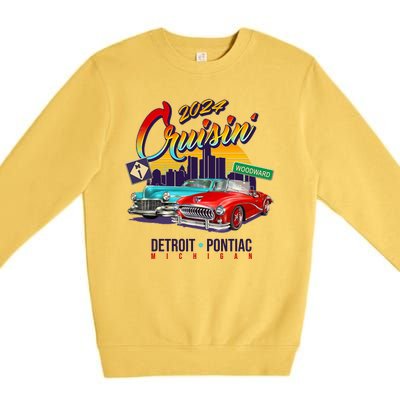 2024 Cruisin Woodward Ave Cruise Detroit To Pontiac Classic Cars Premium Crewneck Sweatshirt