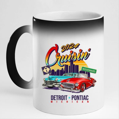 2024 Cruisin Woodward Ave Cruise Detroit To Pontiac Classic Cars 11oz Black Color Changing Mug