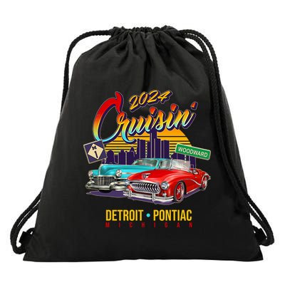 2024 Cruisin Woodward Ave Cruise Detroit To Pontiac Classic Cars Drawstring Bag