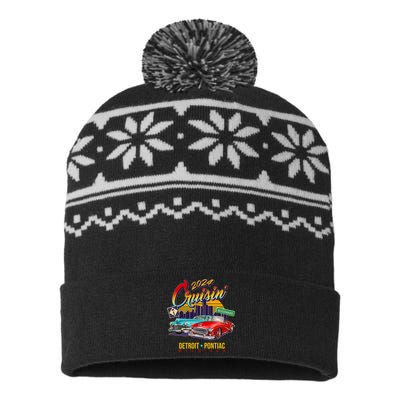 2024 Cruisin Woodward Ave Cruise Detroit To Pontiac Classic Cars USA-Made Snowflake Beanie