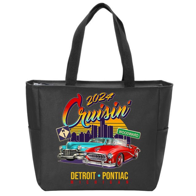 2024 Cruisin Woodward Ave Cruise Detroit To Pontiac Classic Cars Zip Tote Bag