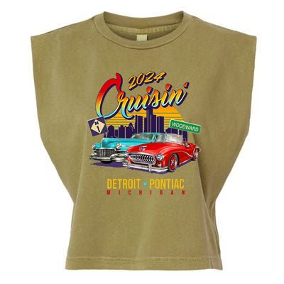 2024 Cruisin Woodward Ave Cruise Detroit To Pontiac Classic Cars Garment-Dyed Women's Muscle Tee