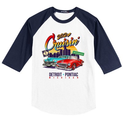 2024 Cruisin Woodward Ave Cruise Detroit To Pontiac Classic Cars Baseball Sleeve Shirt