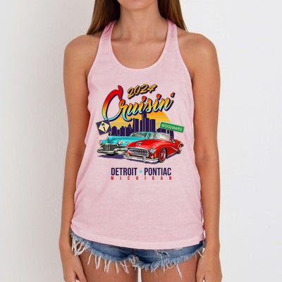 2024 Cruisin Woodward Ave Cruise Detroit To Pontiac Classic Cars Women's Knotted Racerback Tank