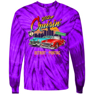 2024 Cruisin Woodward Ave Cruise Detroit To Pontiac Classic Cars Tie-Dye Long Sleeve Shirt